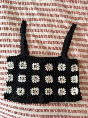 Lucca crochet black and white top